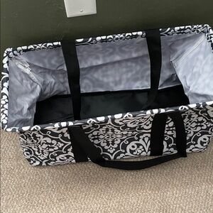 Thirty-One Black and White Damask Storage Tote